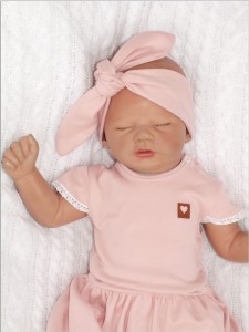 Różowa, ozdobna opaska niemowlęca i dziecięca pin-up. Wiązana opaska dziewczęca.