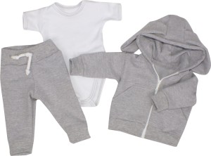 Bawełniany dres niemowlęcy. Komplet dresowy dla niemowlaka. Szary dres dziecięcy. Prezent dla noworodka, niemowlaka. Modny dresik z uszami. Bluza z kapturem na zamek, spodnie dresowe, body