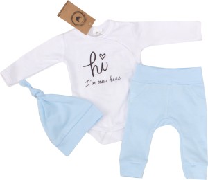 Komplet niemowlęcy niebieski. Komplet body, spodnie i czapka dla noworodka.  Bawełniany zestaw na wyjście ze szpitala. Wyprawka dla niemowlaka.