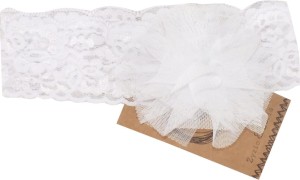 Delikatna, bez uciskowa  opaska dla małej dziewczynki. Biała opaska z koronki na chrzest.