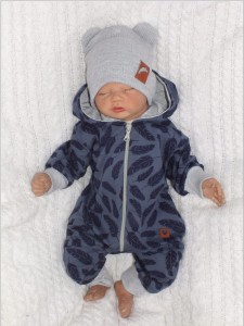 Dresowy bawełniany wiosenny, letni, jesienny kombinezon niemowlęcy. Pajac dla niemowlaka granatowy. Dres dla noworodka