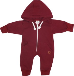 Dresowy bawełniany wiosenny, letni, jesienny kombinezon niemowlęcy. Pajac dla niemowlaka bordowy. Dres dla noworodka