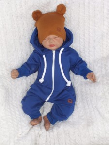 Dresowy bawełniany wiosenny, letni, jesienny kombinezon niemowlęcy. Pajac dla niemowlaka szafirowy. Dres dla noworodka