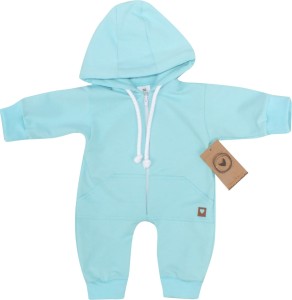 Dresowy bawełniany wiosenny, letni, jesienny kombinezon niemowlęcy. Pajac dla niemowlaka turkusowy. Dres dla noworodka