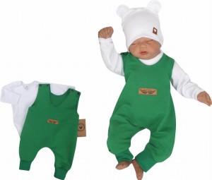 Komplet 2 częściowy dla niemowlaka body +spodnie na szelkach. Bawełniany przyjemny komplet dla niemowlaka koloru zielonego.