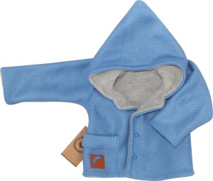 Unikalna, ciepła dwustronna kurtka z kieszonką. Jeansowo-szary ciepły płaszczyk niemowlęcy. Dziergana kurteczka idealna na zimę dla noworodka. Płaszczyk na chrzest. Oryginalny prezent dla noworodka.