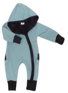 Kombinezon bawełniany dwuwarstwowy cieplutki na wiosnę i lato bez stóp dla noworodka kolor morski