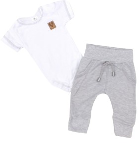 Komplet 2 częściowy body +spodnie dla niemowlaka szary  .Idealny dla maluszka na lato.