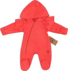 Dresowy bawełniany wiosenny, letni, jesienny kombinezon niemowlęcy. Pajac dla niemowlaka malinowy.  Dres dla noworodka, dziewczynki