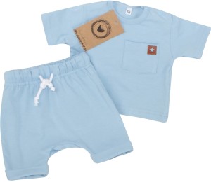 Komplet 2 częściowy na lato tshirt +spodenki błękitny dla niemowlaka