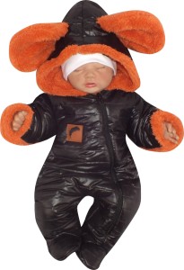 Zimowy kombinezon pikowany ocieplany z misiem od środka czarny