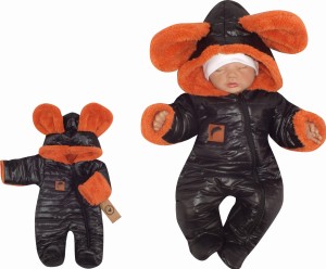 Zimowy kombinezon pikowany ocieplany z misiem od środka czarny