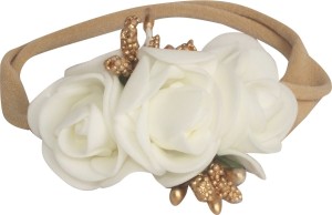 Opaska bez uciskowa niemowlęca dla dziewczynki. Opaska ozdobna z piankowymi różami ecru . Urocza opaska dla małej dziewczynki.