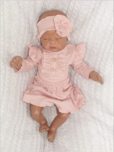 3 częściowy komplet dla niemowlaka body +spódniczka+ opaska brudny róż