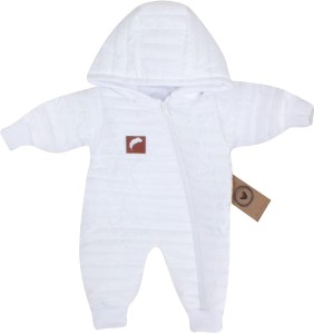 Ortalionowy kombinezon pikowany bez stóp wiosna-jesień biały  dla noworodka