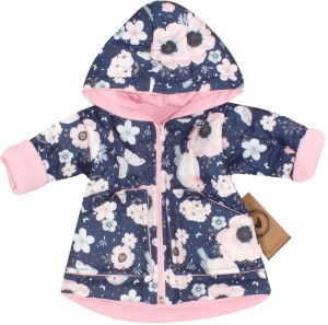 Niemowlęca kurtka pikowana wiosna jesień granatowa w kwiaty
