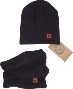 Czapka podwójna prążkowana niemowlęca+tuba czarna