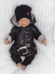 Kurtka parka wiosenna cienka czarno -beżowa