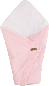 Ciepły mięciutki rożek becik welurowy +piękna kokarda różowy do chrztu dla niemowlaka