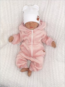 Dres welurowy niemowlęcy brudny róż