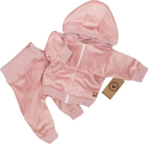 Dres welurowy niemowlęcy brudny róż