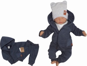 Dres niemowlęcy 2 częściowy z ocieplanej dresówki jeansowy