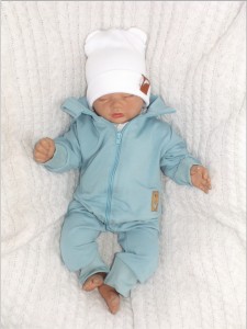 Dres niemowlęcy bawełniany bez kaptura  morski