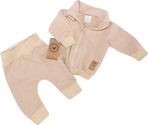 Dres niemowlęcy bawełniany bez kaptura  kawowy