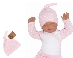 czapka niemowlęca noworodkowa bawełniana różowa w gwiazdki