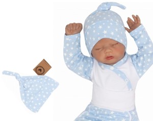 czapka niemowlęca noworodkowa bawełniana niebeska w gwiazdki