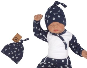 czapka niemowlęca noworodkowa bawełniana granatowa w kotwice