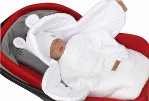 Śpiworek z bawełnianą podszewką do fotelika biały