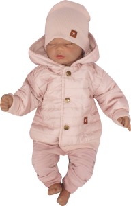 Kurtka pikowana na wiosnę, jesień dla małej dziewczynki. Różowa bejsbolówka z kapturem niemowlęca. Modna kurtka dla dziewczynki w kolorze brudnego różu.