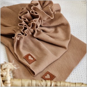 Czapka Turban niemowlęcy, czapka turban dla noworodka wiosenna, letnia. Bawełniany turban z apaszką dla niemowlaka. Czapka dla dziewczynki toffi brąz na lato, wiosnę.