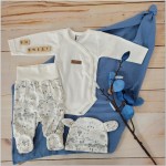 KAZUM Komplet body + półśpiochy + czapka silver gray land ostatnie 50-68