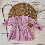 Sukienka + opaska muślinowa fiolet 56-98 lila