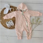 Kombinezon bawełniany dwuwarstwowy wiosna lato bez stóp kwiaty ecru ostatnie sztuki 56, 74, 80, 86