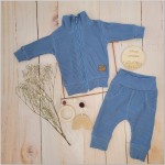 KAZUM Prążkowany komplet dres bluza bez kaptura + spodnie sky blue ostatnie sztuki 56, 86