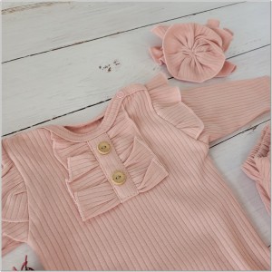 3 częściowy komplet dla niemowlaka body +spódniczka+ opaska brudny róż