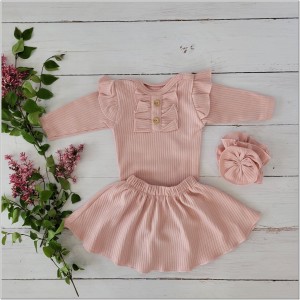 3 częściowy komplet dla niemowlaka body +spódniczka+ opaska brudny różc