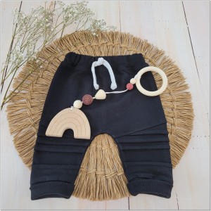 spodnie dresowe niemowlęce z przeszyciami czarne