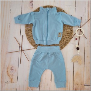 Dres niemowlęcy bawełniany bez kaptura  morski