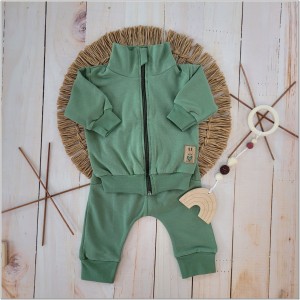 Dres niemowlęcy bawełniany bez kaptura  khaki