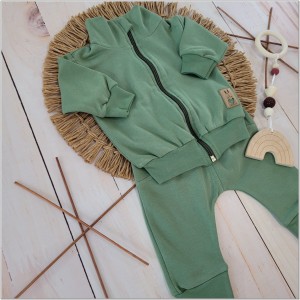 Dres niemowlęcy bawełniany bez kaptura  khaki