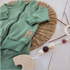 Dres niemowlęcy bawełniany bez kaptura  khaki