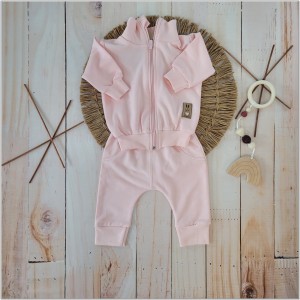 Dres niemowlęcy bawełniany bez kaptura łososiowy różowy