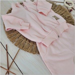 Dres niemowlęcy bawełniany bez kaptura łososiowy różowy