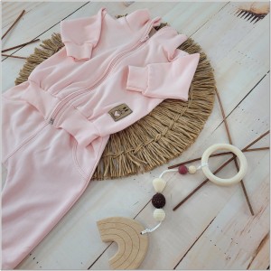 Dres niemowlęcy bawełniany bez kaptura łososiowy różowy