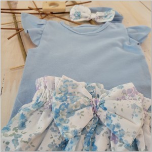 Zestaw na lato dla dziewczynki. Bloomersy, body z krótkim rękawem i opaska na lato dla dziewczynki.  Bawełniany letni komplet dla niemowlaka.  Komplet na prezent dla dziewczynki.