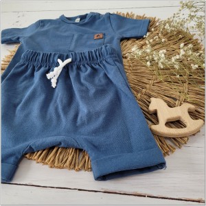 Komplet 2 częściowy na lato tshirt +spodenki granatowy dla niemowlaka